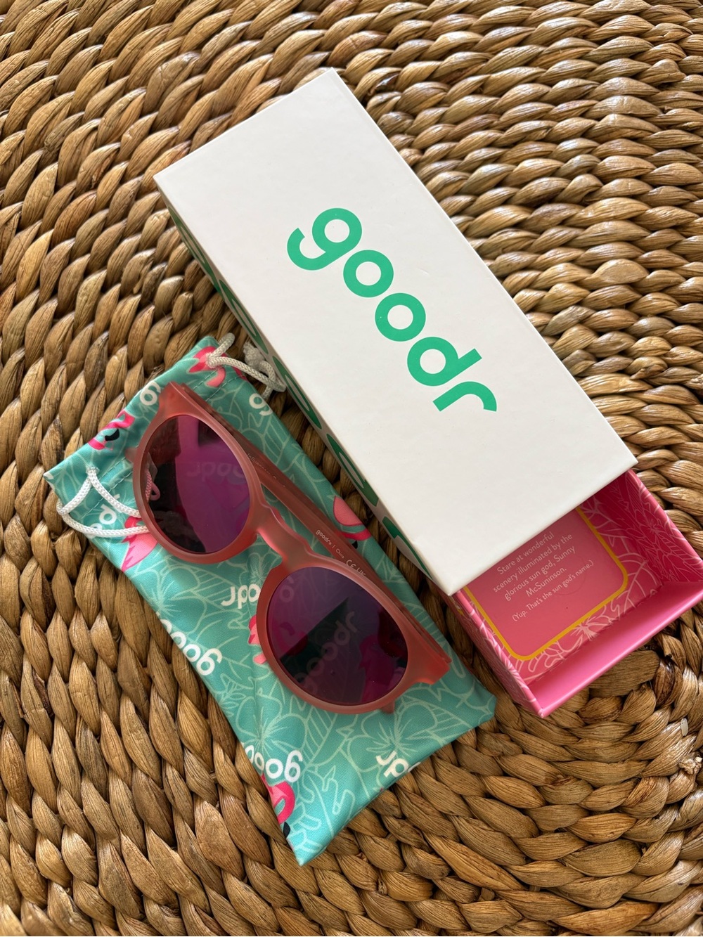 Goodr Women's Pink Round Sunglasses with Mirrored Lenses